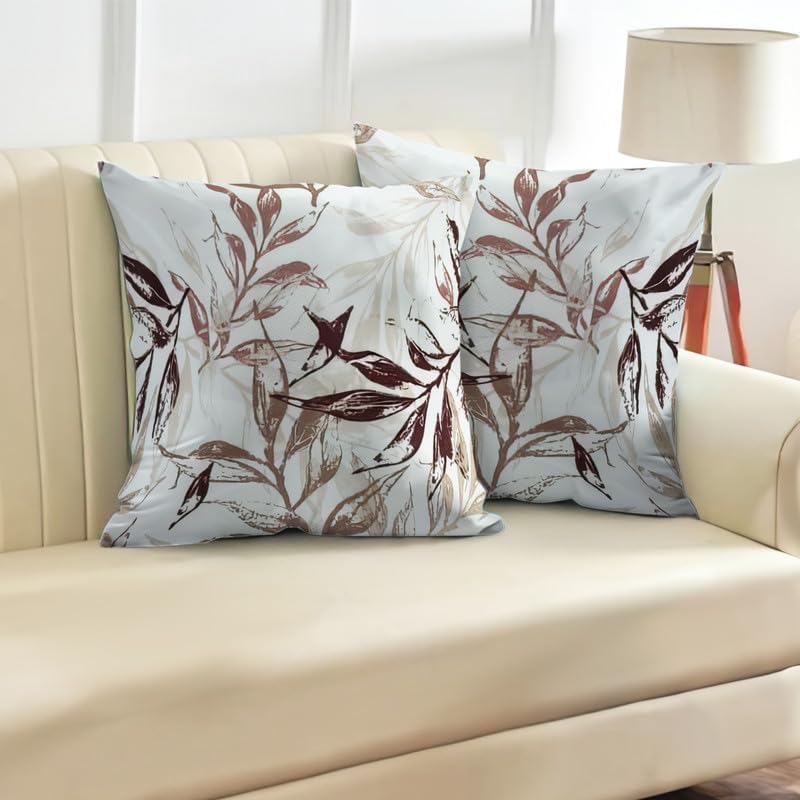أغطية وسائد مخملية مطبوعة من INTEX CURTAINS HOUSE، أغطية وسائد مزخرفة بنقوش أوراق الشجر، مجموعة من قطعتين 
