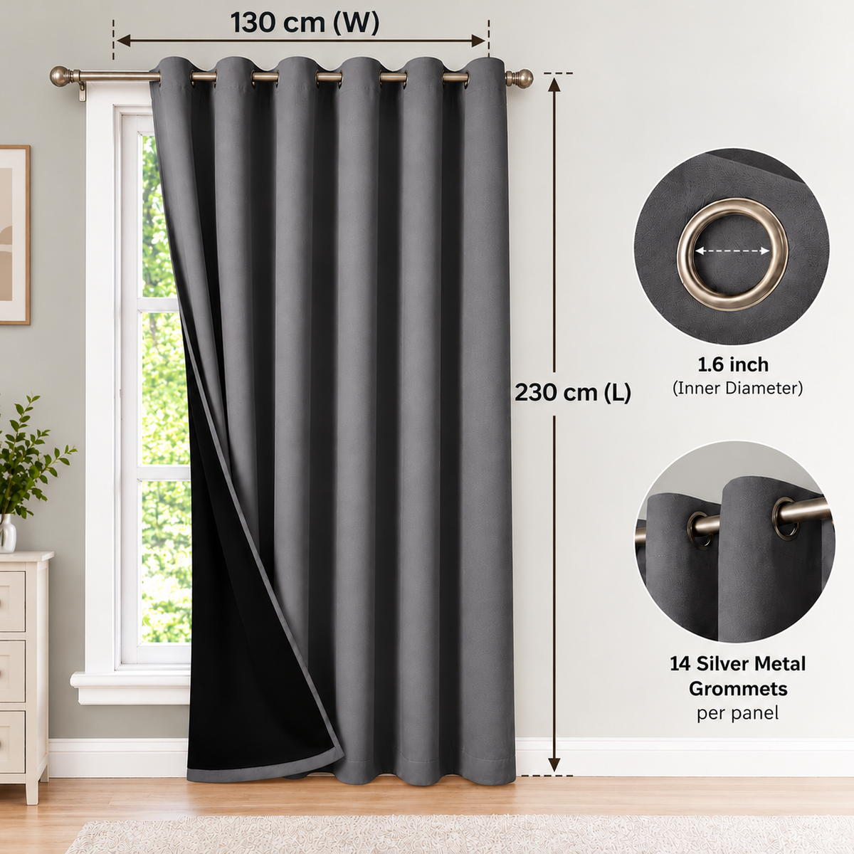 Intex Curtains House 100% Blackout Curtains – Thermal Insulated, Double-Layer Fabric – Full Room Darkening