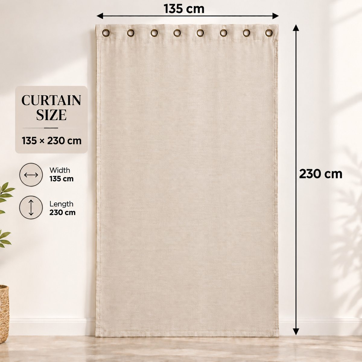 Intex Curtains House Off-White Blackout Curtain – Steel Grommets – Thermal Insulated Fabric – Room Darkening – 1 Panel