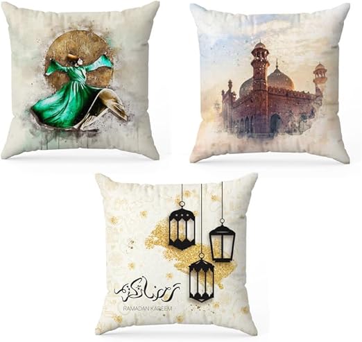 أغطية وسائد من INtex CURTAINS HOUSE - أغطية وسائد مخملية - مجموعة من 3 قطع - 40 × 40 سم - غطاء فقط 