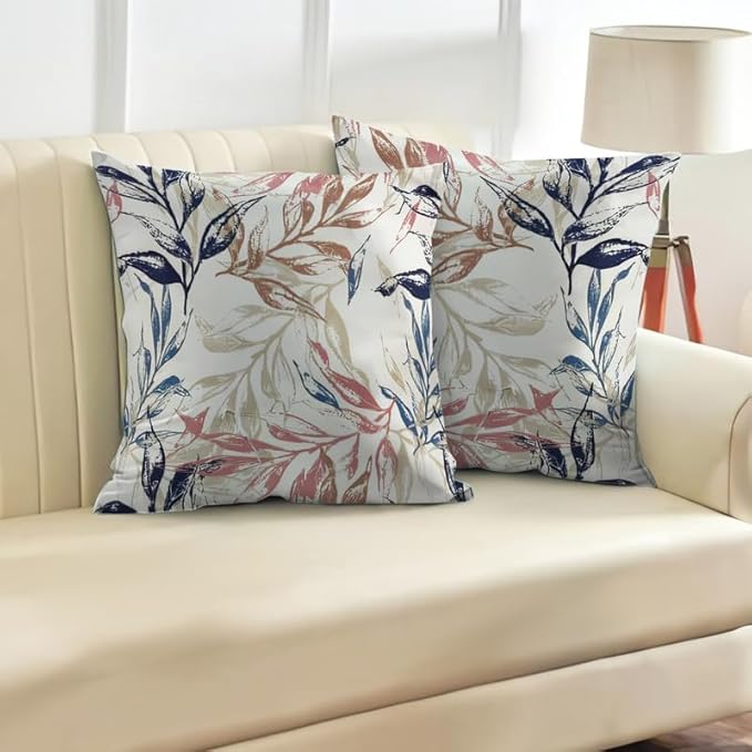 أغطية وسائد مخملية مطبوعة من INTEX CURTAINS HOUSE، أغطية وسائد مزخرفة بنقوش أوراق الشجر، مجموعة من قطعتين 