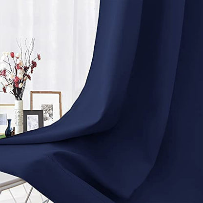 INtex CURTAINS HOUSE Navy Blackout Curtains - steel Grommets - thermal Insulated fabric â€“ for room darkness â€“ 1 panel