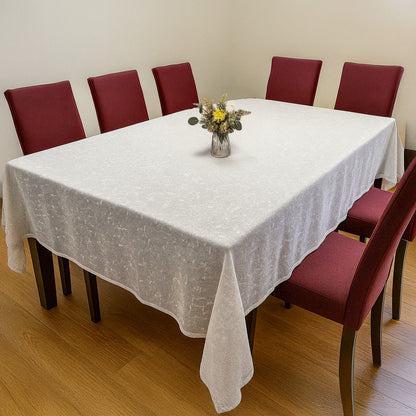 INTEX HOME Tablecloth, Semi-Transparent Linen Fabric, Rectangle Design, Lightweight and Wrinkle-Resistant, 1 Piece, Off-White, Elegant Table Cover for Dining, Kitchen, and Living Room DÃ©cor