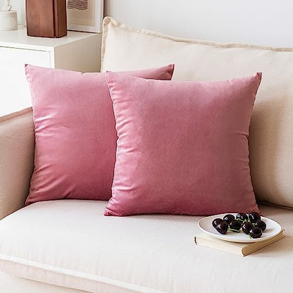 INtex CURTAINS HOUSE Soft Thick Velvet Throw Pillow Covers Decorative Square Cushion Cover For Couch Sofa Bedroom Living Room - set of 2 Pieces