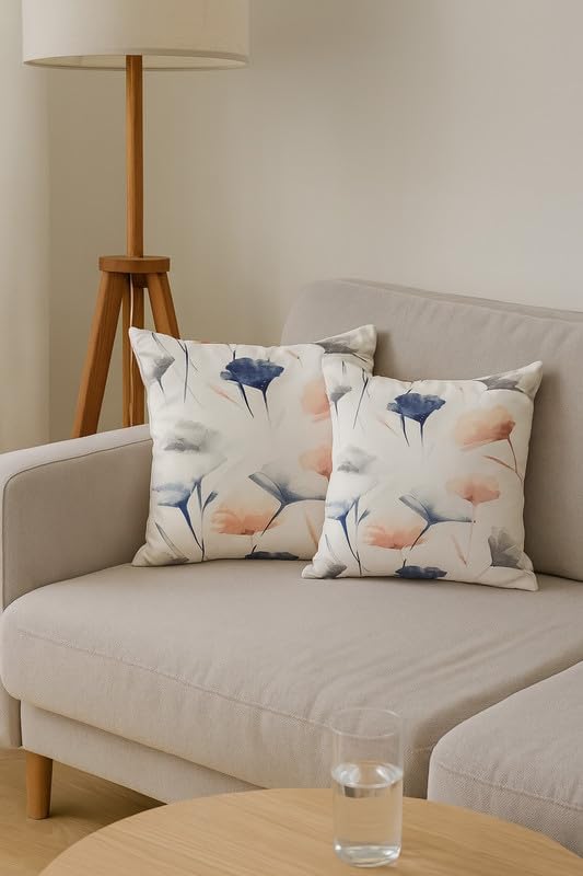 أغطية وسائد INTEX HOME، مخمل كتان فاخر بنقشة زهور جنوبية، مجموعة من قطعتين، لديكور غرفة المعيشة وغرفة النوم، قماش ناعم ومقاوم للتجاعيد 