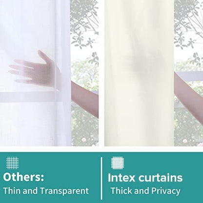 INtex CURTAINS Natural Linen Curtains -Semi Transparent Sheer -Soft And Durable Fabric -For Living Rooms And Bedroom Steel Grommets -Two Pieces