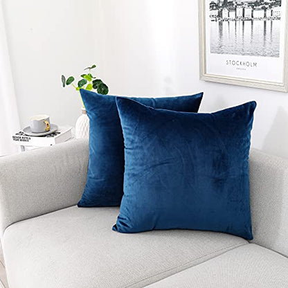 INtex CURTAINS HOUSE Soft Thick Velvet Throw Pillow Covers Decorative Square Cushion Cover For Couch Sofa Bedroom Living Room - set of 2 Pieces