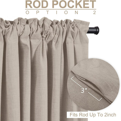 INtex CURTAINS HOUSE 100% Blackout Shield Linen Blackout Curtains for Bedroom and Living Room - Thermal Insulated Textured Drapes with Back Tab/Rod Pocket - 1 Piece