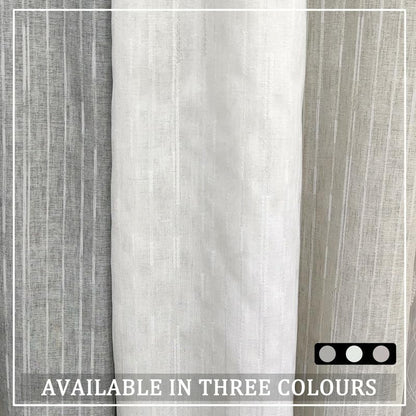INtex CURTAINS HOUSE Linen Curtains for Living Room, Semi-Sheer Light-Filtering Drapes with White Stripes, Natural Fabric, 2 Hanging Options, 1 Piece
