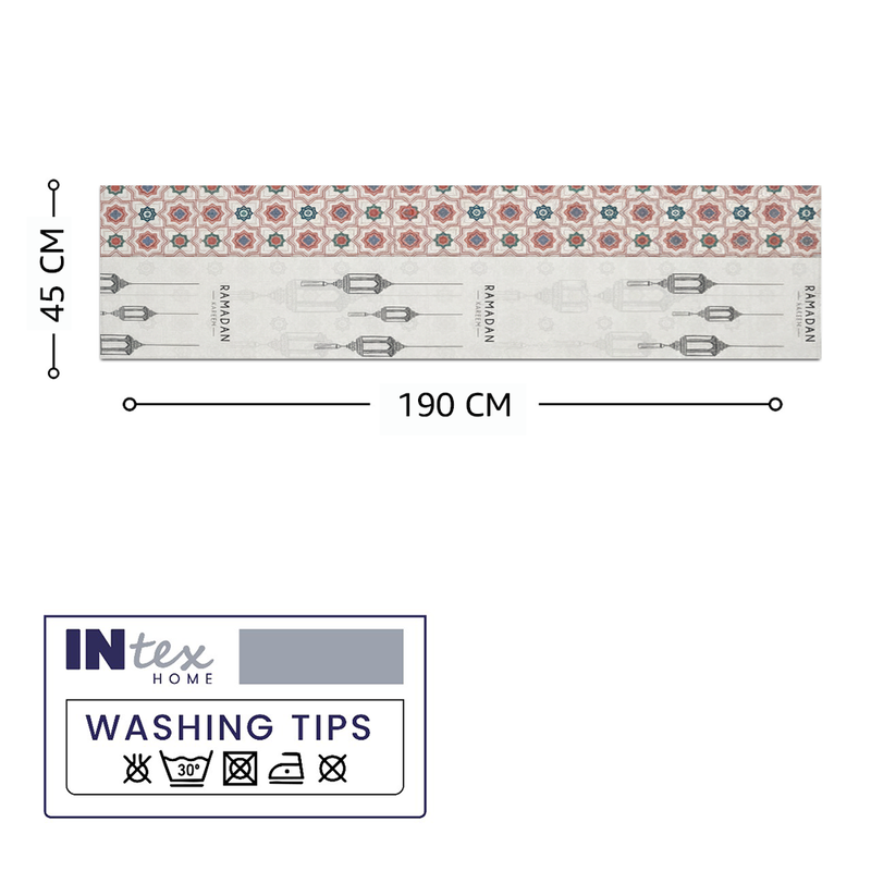 Layali Ramadan Linen Velvet Tablecloth, Decorative Ramadan Pattern for Dining Table