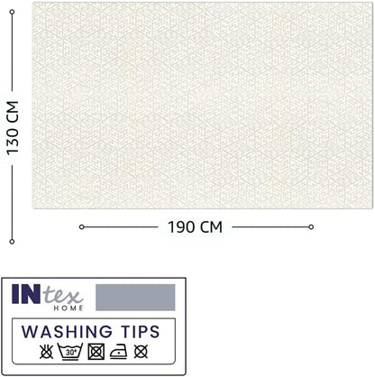 INtex Home Waterproof Tablecloth, Daniella Geometric Pattern Rectangle Table Cover, Stain Resistant Wipeable Fabric for Kitchen Dining Table, 1 Piece - Classic Weave - Off-White - 130 x 190 cm