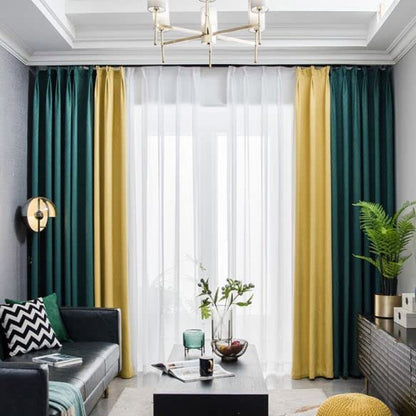 INtex CURTAINS HOUSE Linen Velvet Modern Design Curtain â€“ Two colors With Tie-backs - 2 Piece - Basic Tape Design