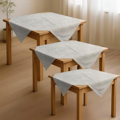 INTEX HOME Tablecloth Set, Semi-Transparent Linen Fabric, Square Design, Lightweight and Wrinkle-Resistant, 80Ã—80 CM Each, Set of 3, Off-White, Elegant Table Covers for Dining and Kitchen