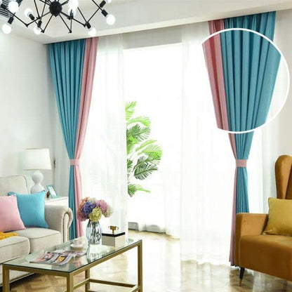 INtex CURTAINS HOUSE Linen Velvet Modern Design Curtain â€“ Two colors With Tie-backs - 2 Piece - Basic Tape Design