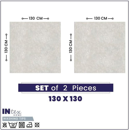 INTEX HOME Tablecloth Set, Semi-Transparent Linen Fabric, Square Design, Lightweight and Wrinkle-Resistant, 130Ã—130 CM Each, Set of 2, Off-White, Elegant Table Covers for Dining and Kitchen