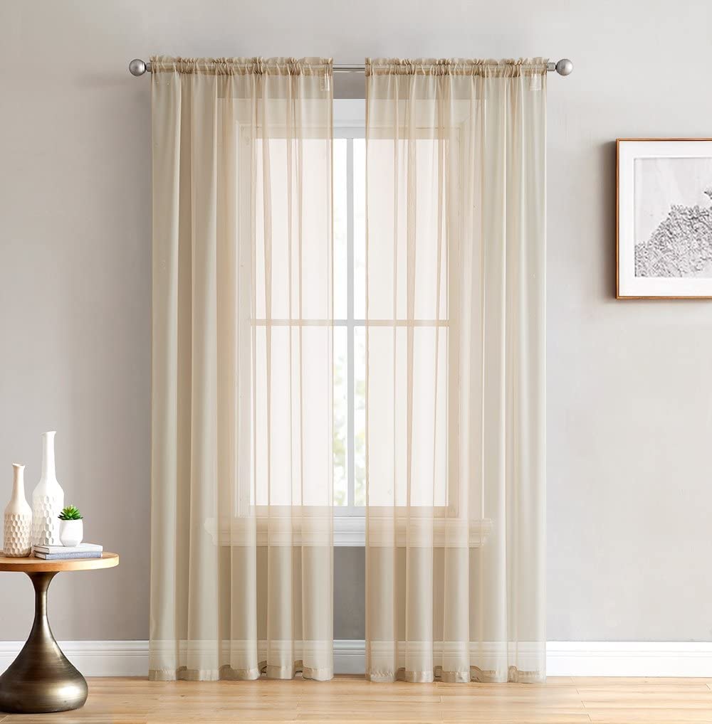 INtex CURTAINS HOUSE Elegant Voile Chiffon Curtains - Rod Pocket Design - Luxury Soft Fabric 1 Panel