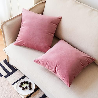 INtex CURTAINS HOUSE Soft Thick Velvet Throw Pillow Covers Decorative Square Cushion Cover For Couch Sofa Bedroom Living Room - set of 2 Pieces