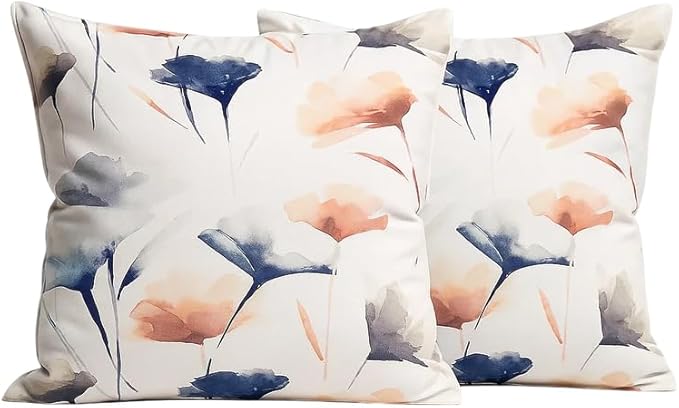 أغطية وسائد INTEX HOME، مخمل كتان فاخر بنقشة زهور جنوبية، مجموعة من قطعتين، لديكور غرفة المعيشة وغرفة النوم، قماش ناعم ومقاوم للتجاعيد 