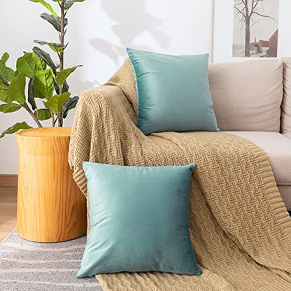INtex CURTAINS HOUSE Soft Thick Velvet Throw Pillow Covers Decorative Square Cushion Cover For Couch Sofa Bedroom Living Room - set of 2 Pieces