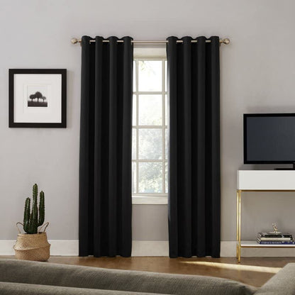 INtex CURTAINS HOUSE Black Blackout Curtains - steel Grommets - thermal Insulated fabric â€“ for room darkness â€“ 1 panel
