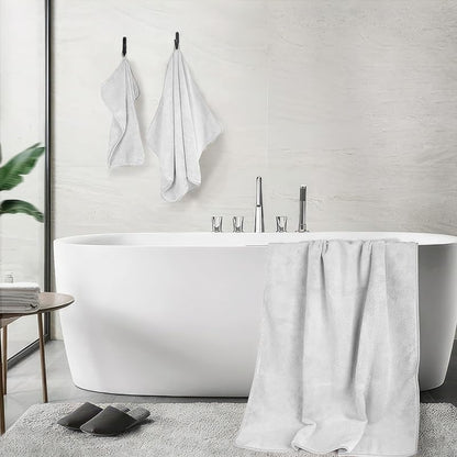 INtex HOME 4-Piece Towel Set, 100% Cotton ? Includes 1 Bath Towel 140 cm x 70 cm, 1 Hand Towel 100 cm x 50 cm, 2 Washcloths 30 cm x 30 cm, Quick Dry, Super Soft, Highly Absorbent, No Fade, White