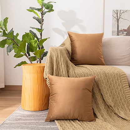 INtex CURTAINS HOUSE Soft Thick Velvet Throw Pillow Covers Decorative Square Cushion Cover For Couch Sofa Bedroom Living Room - set of 2 Pieces