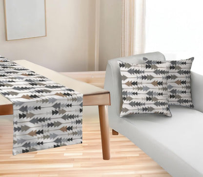 Sofia Elegance 3-Piece Set, Grey Linen Velvet Table Runner 45x135 cm + 2 Cushion Covers