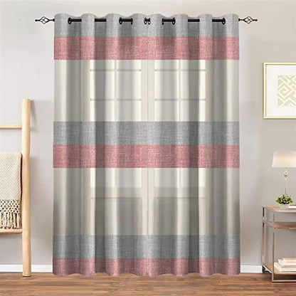 Linen stripped sheer curtain - Steel grommets