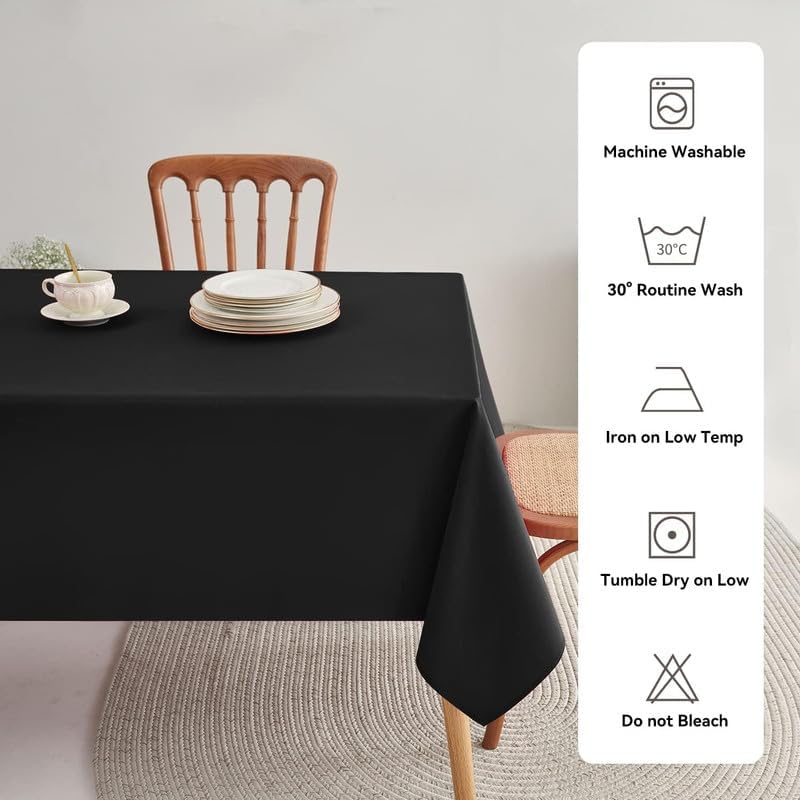 INtex HOME Waterproof Polyester Tablecloth, Washable, Black, 140 x 250 cm
