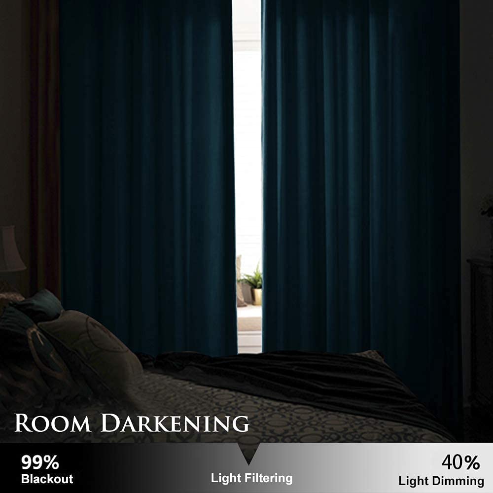 ستائر مخملية أنيقة من INtex CURTAINS HOUSE - ستائر معزولة حرارياً لغرفة المعيشة، حلقات فولاذية - ستائر مانعة للضوء - لوحان