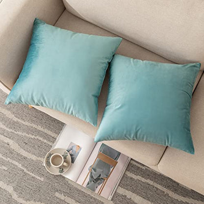 INtex CURTAINS HOUSE Soft Thick Velvet Throw Pillow Covers Decorative Square Cushion Cover For Couch Sofa Bedroom Living Room - set of 2 Pieces