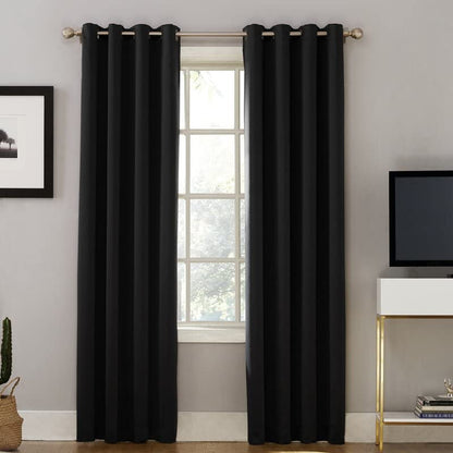 INtex CURTAINS HOUSE Black Blackout Curtains - steel Grommets - thermal Insulated fabric â€“ for room darkness â€“ 1 panel