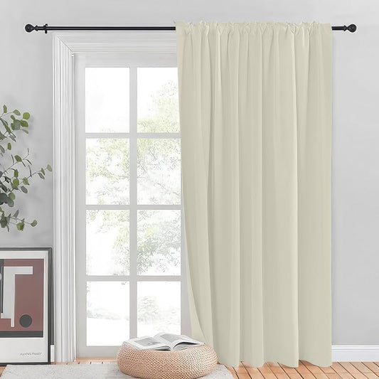 Intex Curtains House Wide Blackout Curtain Blinds for Sliding Glass Doors – Thermal Insulated – Room Darkening – Two Hanging Options – Modern Design – Black