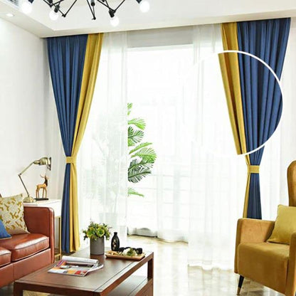INtex CURTAINS HOUSE Linen Velvet Modern Design Curtain â€“ Two colors With Tie-backs - 2 Piece - Basic Tape Design