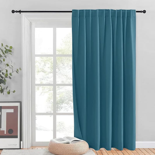 Intex Curtains House Wide Blackout Curtain Blinds for Sliding Glass Doors – Thermal Insulated – Room Darkening – Two Hanging Options – Modern Design – Black