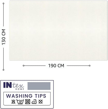 INtex Home Waterproof Tablecloth, Daniella Geometric Pattern Rectangle Table Cover, Stain Resistant Wipeable Fabric for Kitchen Dining Table, 1 Piece - Classic Weave - Off-White - 130 x 190 cm