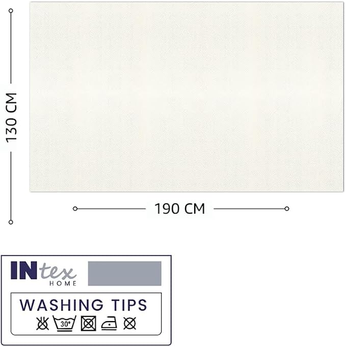 INtex Home Waterproof Tablecloth, Daniella Geometric Pattern Rectangle Table Cover, Stain Resistant Wipeable Fabric for Kitchen Dining Table, 1 Piece - Classic Weave - Off-White - 130 x 190 cm