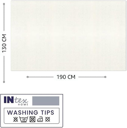 INtex Home Waterproof Tablecloth, Daniella Geometric Pattern Rectangle Table Cover, Stain Resistant Wipeable Fabric for Kitchen Dining Table, 1 Piece - Classic Weave - Off-White - 130 x 190 cm