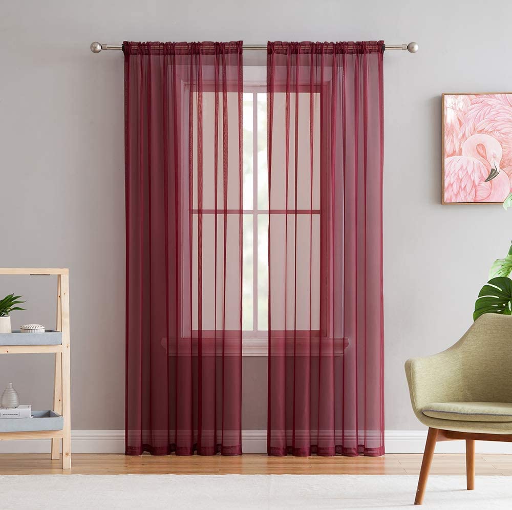 INtex CURTAINS HOUSE Elegant Voile Chiffon Curtains - Rod Pocket Design - Luxury Soft Fabric 1 Panel