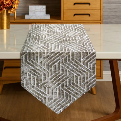 مفرش طاولة منزلي من INtex بطرف على شكل حرف V، تصميم هندسي من تصميم نادية، مصنوع من قماش الكتان المخملي المتين، مناسب لغرفة الاستقبال أو غرفة المعيشة أو المناسبات الخاصة، قطعة واحدة 