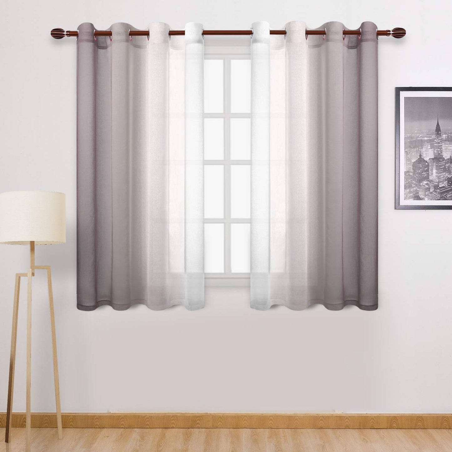 INtex CURTAINS HOUSE Modern Design Voile chiffon Curtains - Gradient colours- steel Grommets - 2 pieces - for living rooms and bedrooms