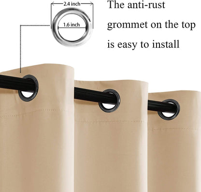 INtex CURTAINS HOUSE Blackout Curtains with Tiebacks - Thermal Insulated, Light Blocking and Noise Reducing Grommet Curtain Drapes for Bedroom and Living Room, Set of 2 Panels,