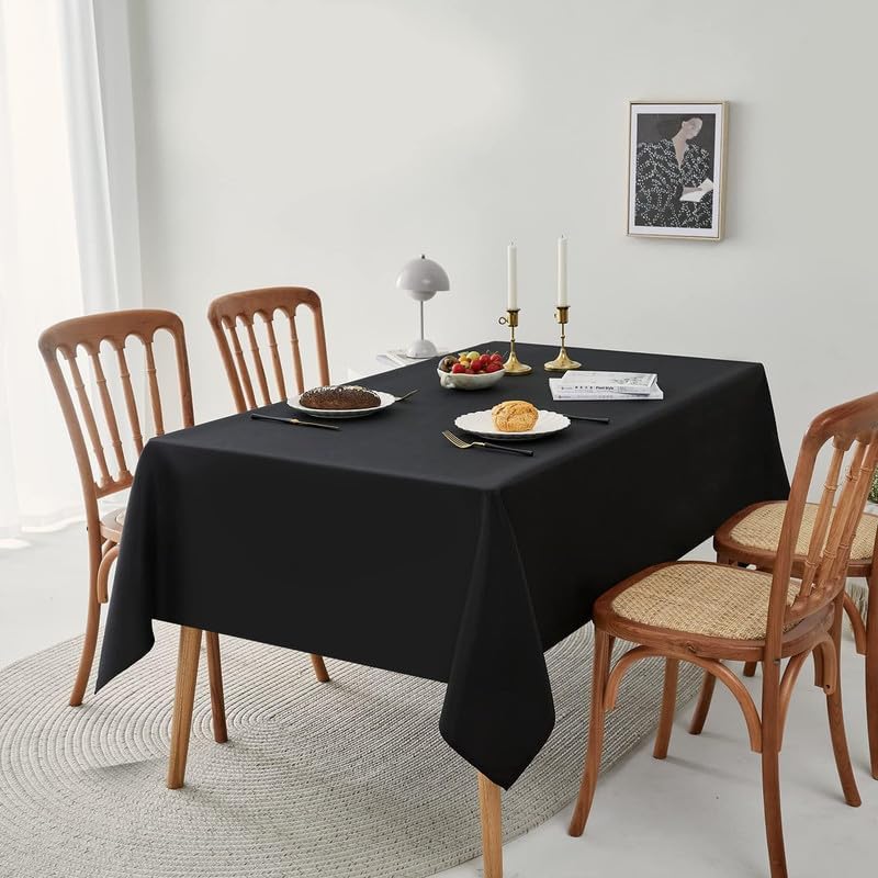 INtex HOME Waterproof Polyester Tablecloth, Washable, Black, 140 x 250 cm