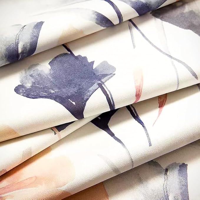 INTEX HOME Tablecloth, Sou Floral Pattern, Square Design, Premium Linen Velvet Fabric, Ultra-Soft and Wrinkle-Resistant, 130×130 cm, 1 Piece, Off-White x Navy Blue x Blush, for Dining or Living Room