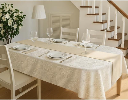 INtex Home Linen Rectangle Tablecloth, DAS Printed Design for Reception Living Room and Kitchen Tables, Elegant Dining and Daily Home Décor Use - 1 piece