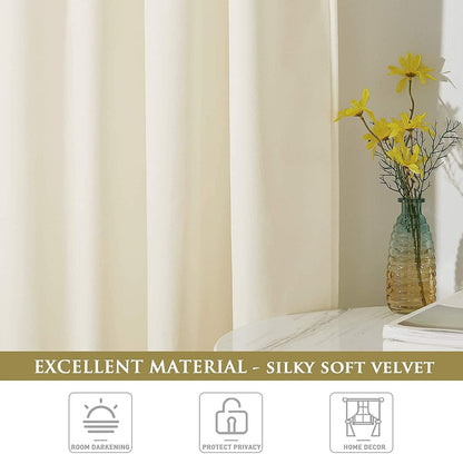 Elegant Velvet curtains - Soft Velour fabric - Steel Grommets - for living rooms - 1 piece-Off White