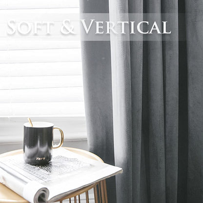 ستائر مخملية أنيقة من INtex CURTAINS HOUSE - ستائر معزولة حرارياً لغرفة المعيشة، حلقات فولاذية - ستائر مانعة للضوء - لوحان