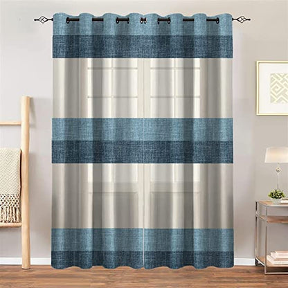 Linen stripped sheer curtain - Steel grommets