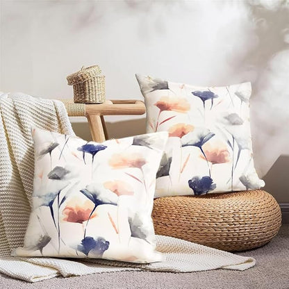 أغطية وسائد INTEX HOME، مخمل كتان فاخر بنقشة زهور جنوبية، مجموعة من قطعتين، لديكور غرفة المعيشة وغرفة النوم، قماش ناعم ومقاوم للتجاعيد 