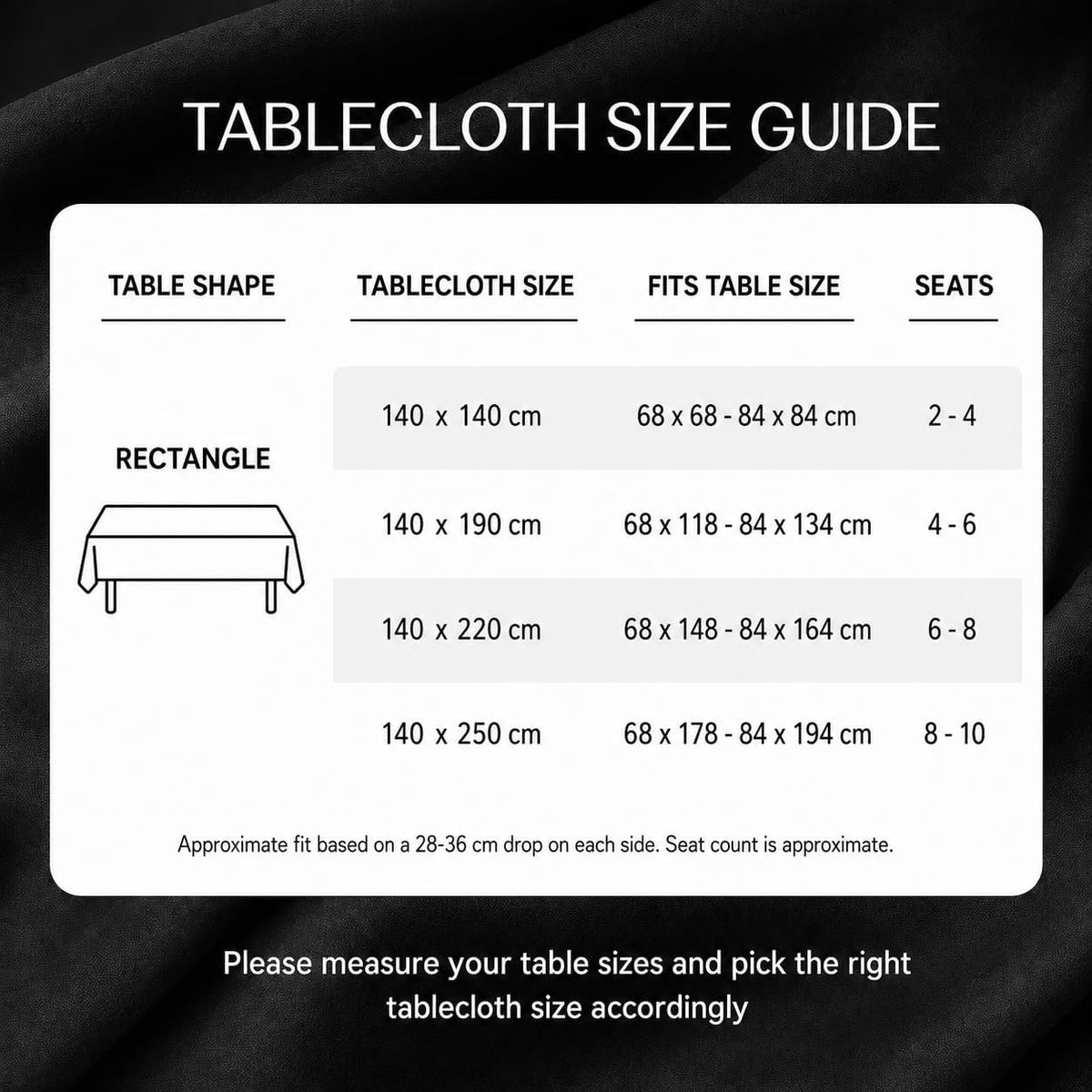 INtex HOME Waterproof Polyester Tablecloth, Washable, Black, 140 x 250 cm